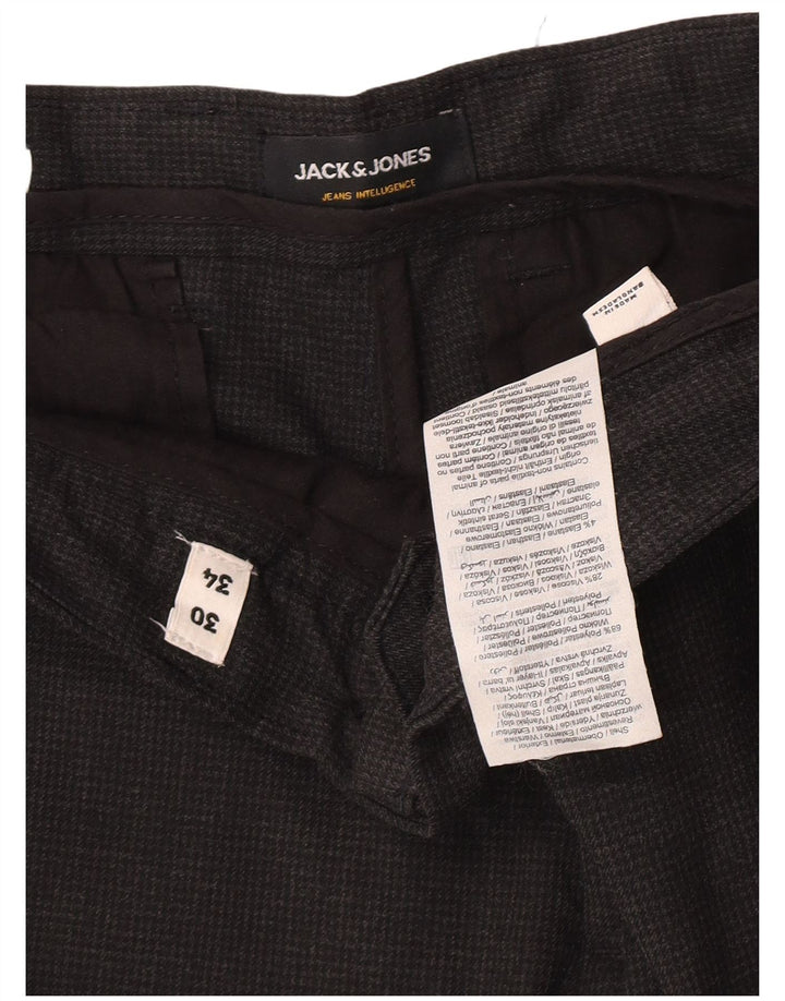 Мужские узкие брюки Jack & Jones W30 L32, серый полиэстер с узором «гусиные лапки»
