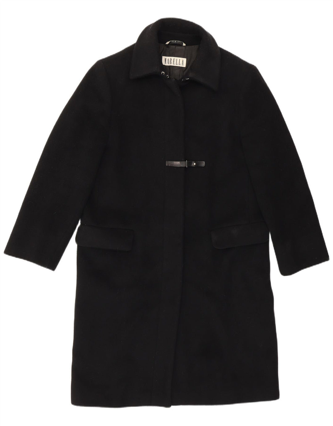 Женское пальто Marella UK 12, средний черный из натуральной шерсти