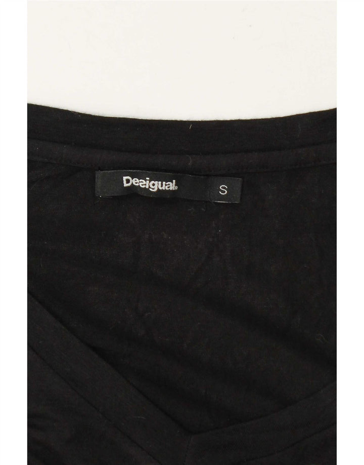 Женский топ Desigual с длинным рукавом UK 10, маленький черный с цветочным принтом