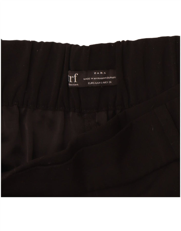 Zara Женские широкие укороченные брюки W26 L25, черные, полиэстер