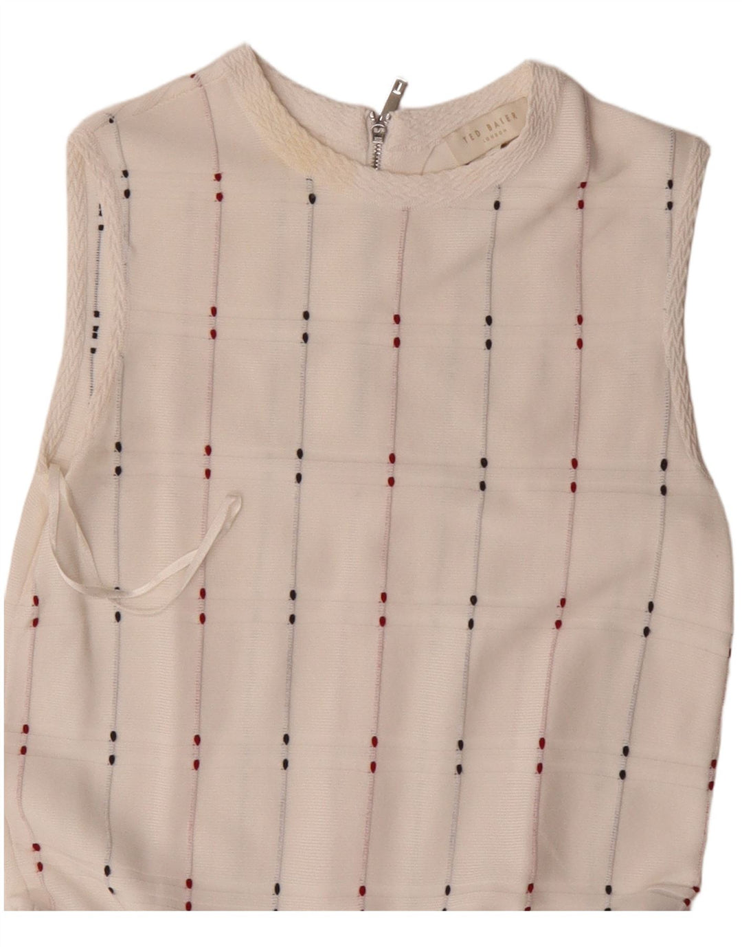 Женское платье без рукавов с заниженной талией Ted Baker, размер 1 XS, белое в полоску