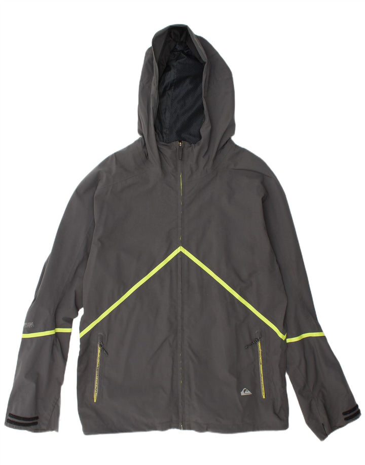 QUIKSILVER Mens Hooded Rain Jacket UK 38 Medium Grey Nylon