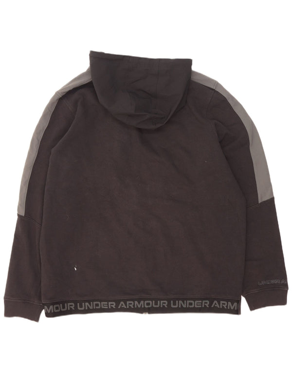 Мужской свитер с капюшоном на молнии с графическим рисунком Under Armour, 2XL, черный, хлопок с цветными блоками
