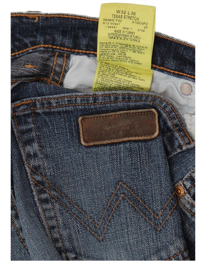 Мужские прямые джинсы WRANGLER техасский стрейч W32 L36, синий хлопок