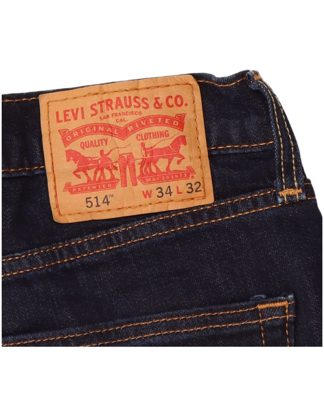Мужские прямые джинсы LEVI'S 514 W34 L32 Темно-синие, хлопок