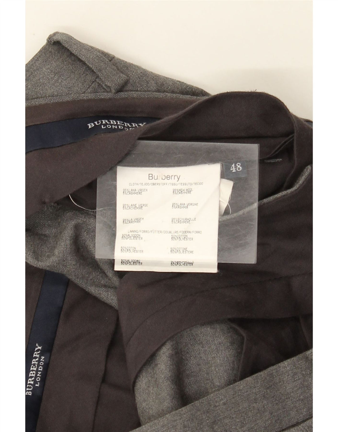 Мужские костюмные брюки Burberry IT 48 Medium W36 L25 Серые из натуральной шерсти