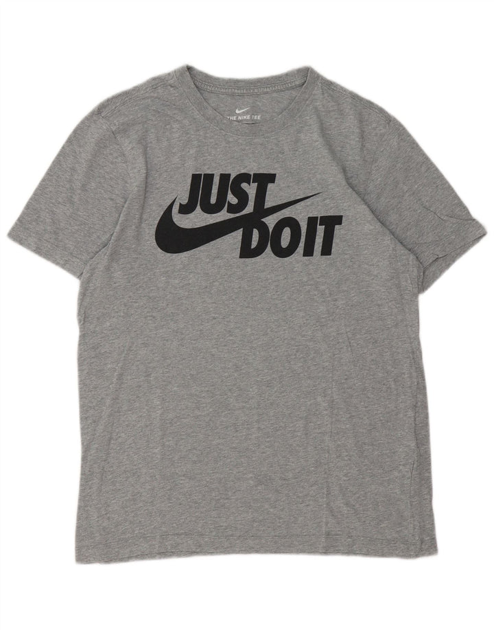 Мужская футболка с рисунком Nike, хлопковый топ среднего серого цвета с крапинками