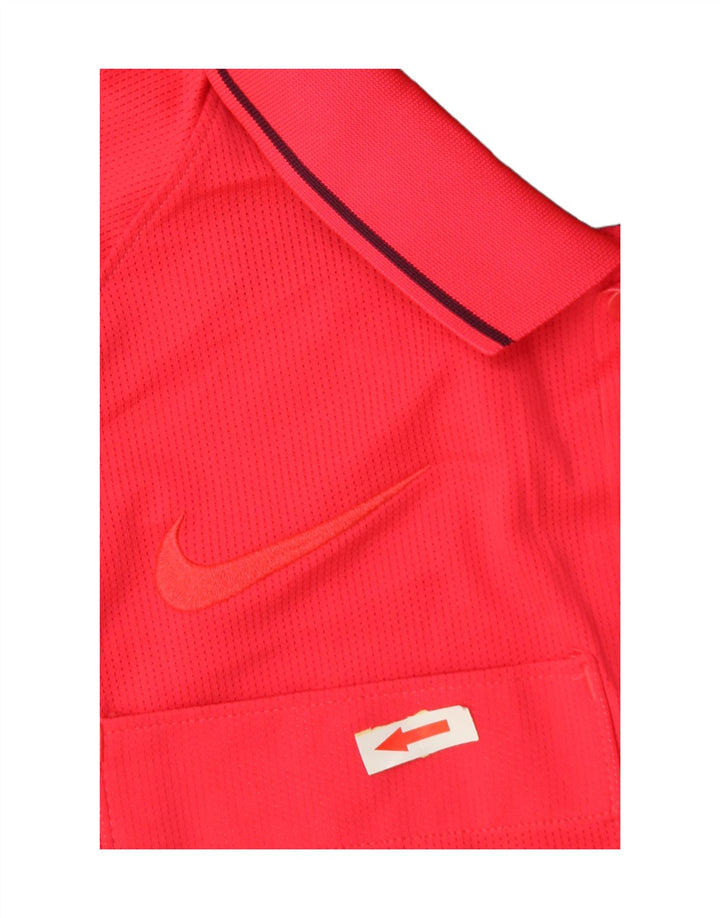 Мужская рубашка-поло Nike Dri Fit среднего розового цвета из полиэстера с цветными блоками