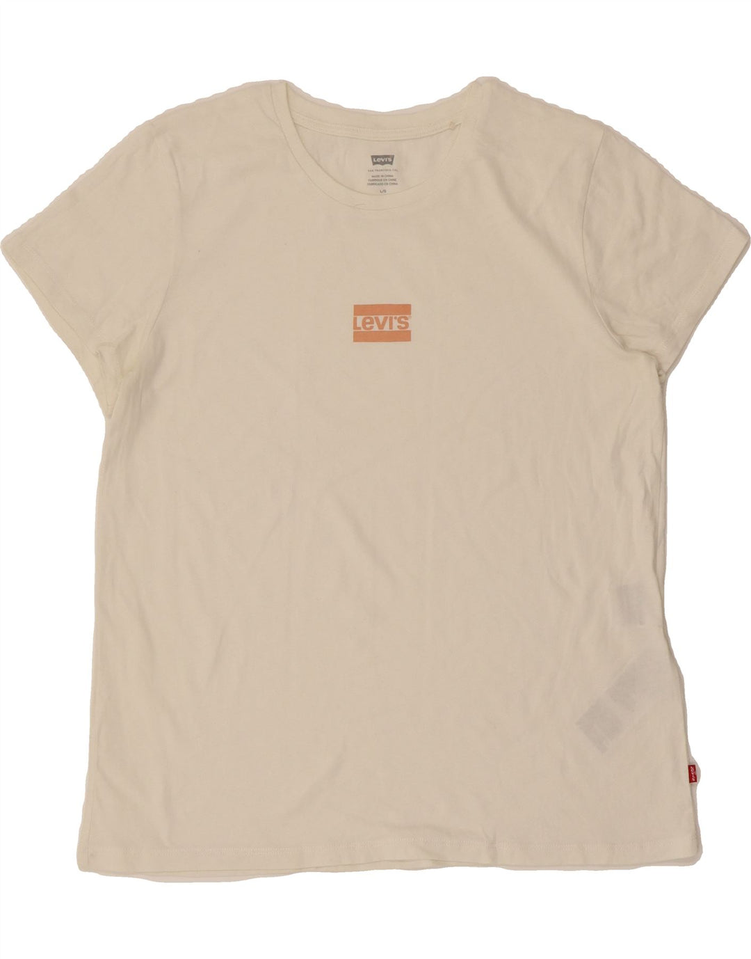 LEVI'S Womens T-Shirt Top UK 16 Large Off White Cotton Vintage Levi's and Second-Hand Levi's from Messina Hembry 