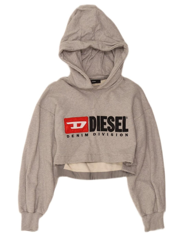 Женский укороченный свитшот с рисунком Diesel UK 6 XS, серый хлопок с крапинками