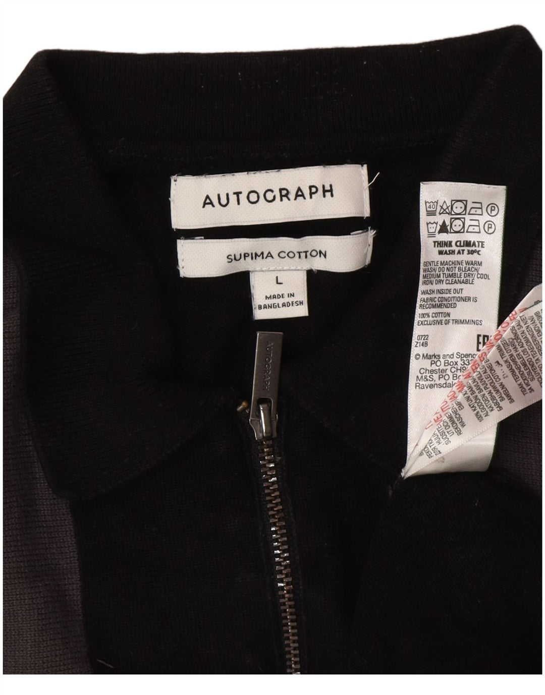 Мужской свитер-поло с воротником-поло Marks & Spencer Autograph, большой черный