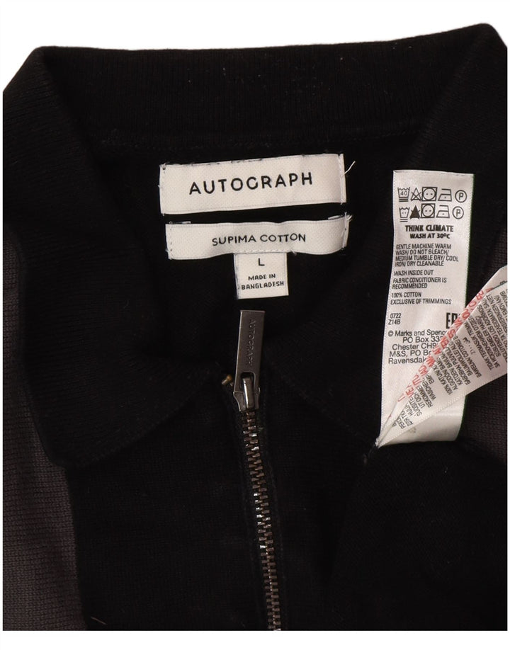 Мужской свитер-поло с воротником-поло Marks & Spencer Autograph, большой черный