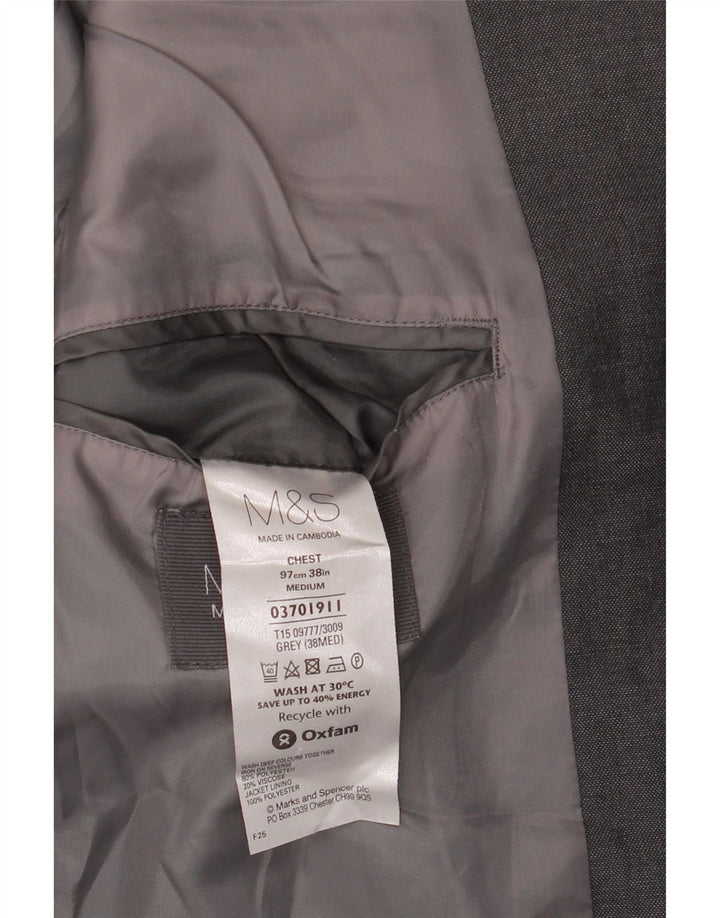 Мужской пиджак на двух пуговицах Marks & Spencer UK 38, средний серый полиэстер