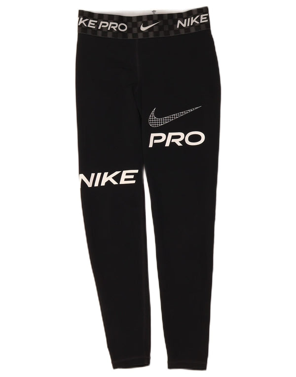 Женские укороченные леггинсы с рисунком Nike Dri Fit UK 8, маленькие черные