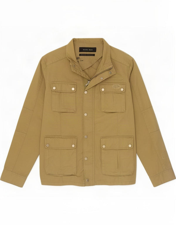 Мужская куртка Zara UK 42 XL, хлопок цвета хаки