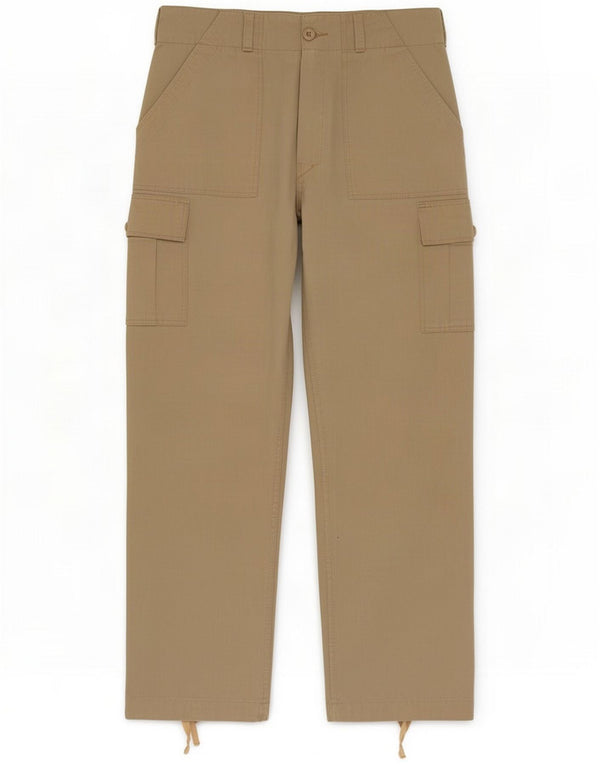Vintage Mens Straight Cargo Trousers W30 L31 Beige Cotton