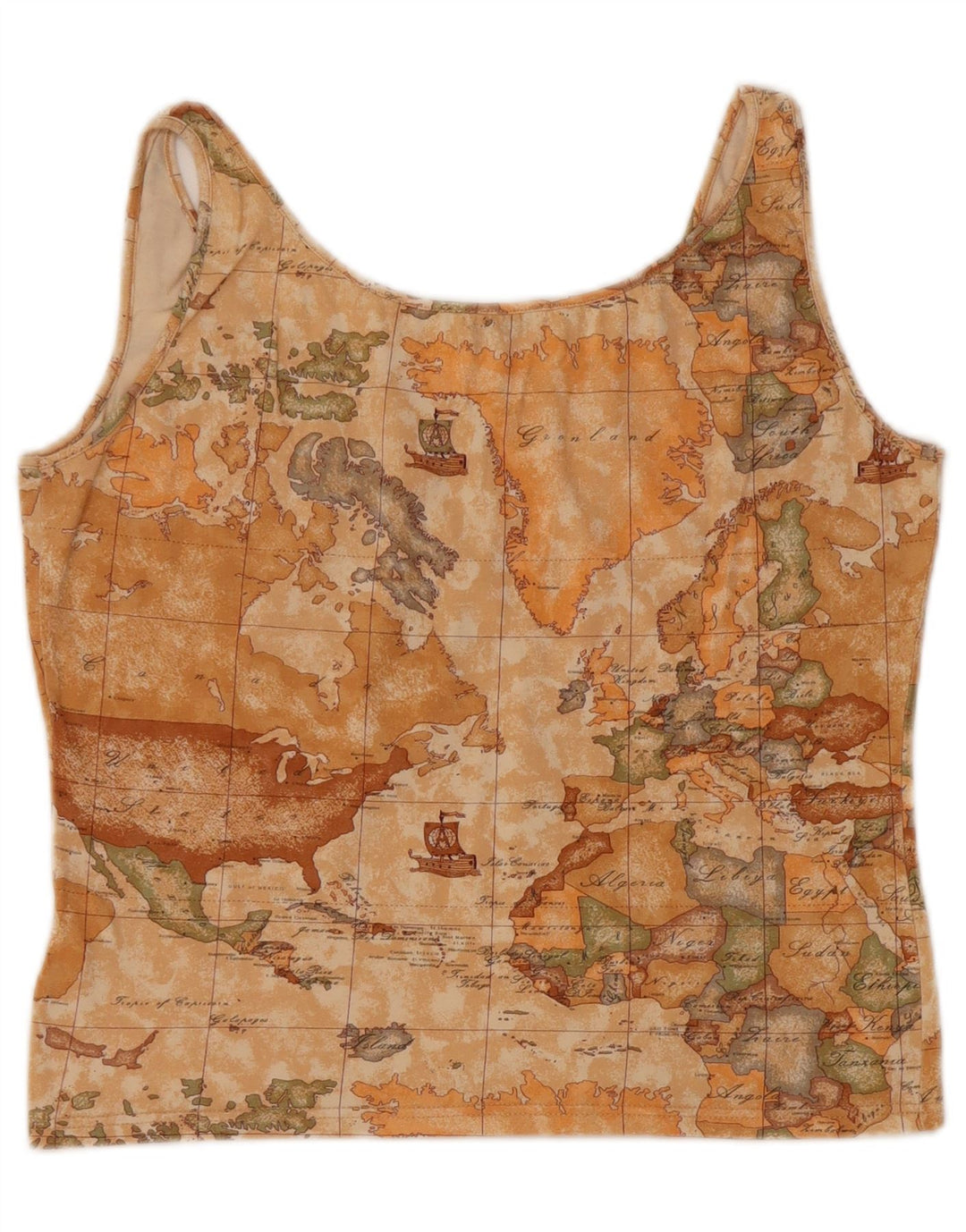 ALVIERO MARTINI Женский укороченный жилет Voyages IT 48 XL Бежевый с геометрическим рисунком