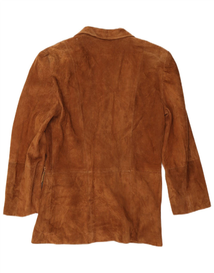 Женский замшевый пиджак Marella на 1 пуговице, Великобритания, 10, маленький, бежевый кожаный