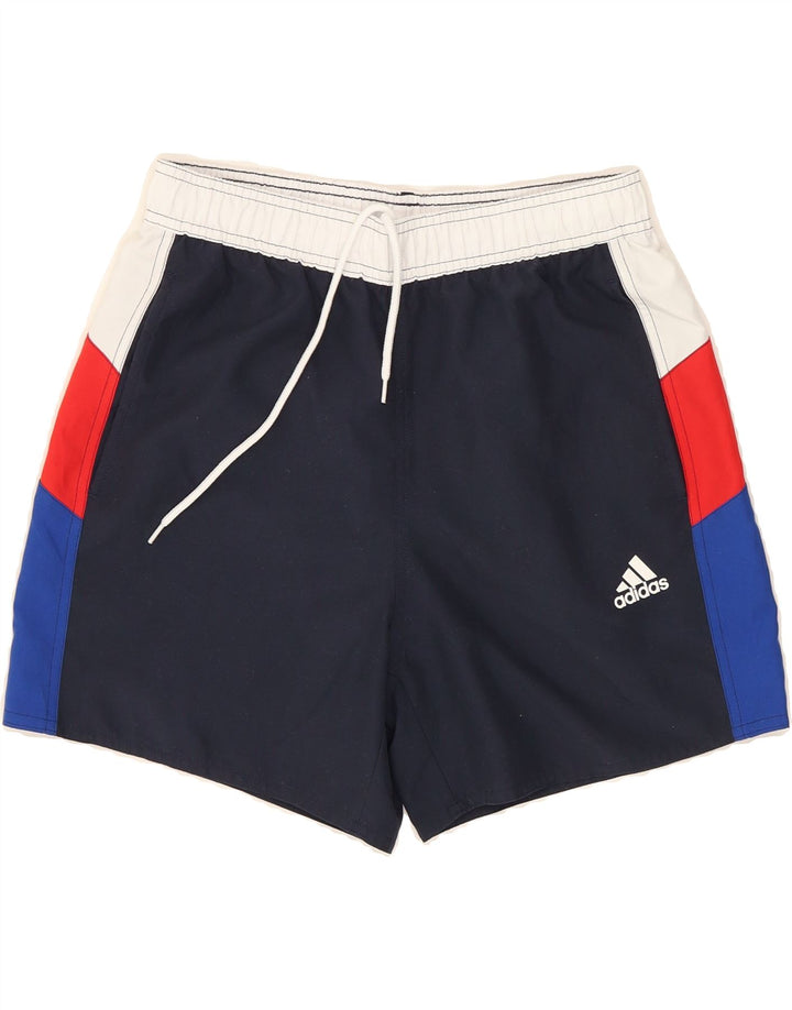 ADIDAS Mens Sport Shorts Medium Navy Blue Colourblock Polyester Vintage Adidas and Second-Hand Adidas from Messina Hembry 