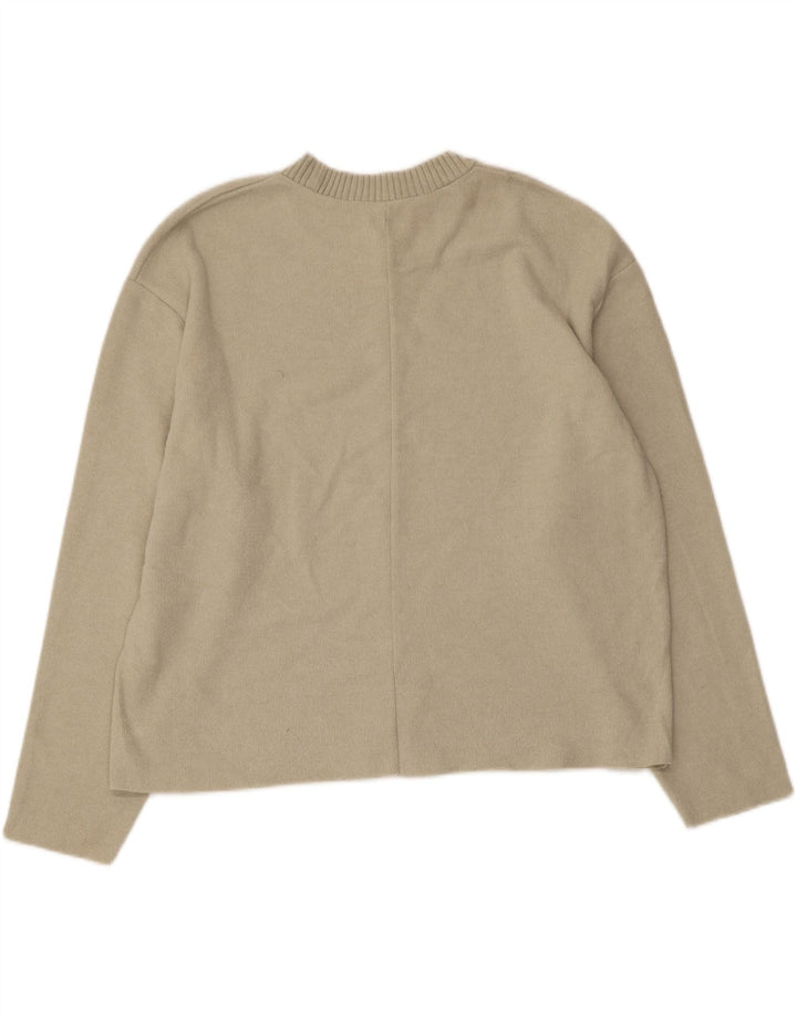 Женский укороченный джемпер с вырезом лодочкой Zara UK 14, средний бежевый полиэстер