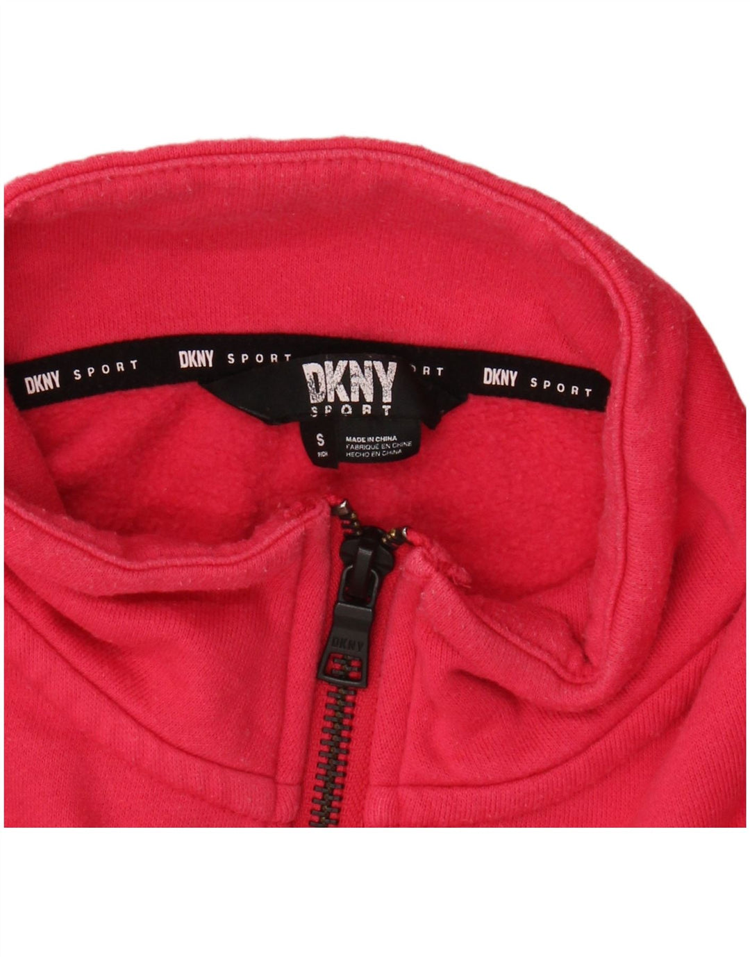 DKNY Женский оверсайз-свитшот с воротником на молнии с графическим рисунком, джемпер UK 10, маленький розовый
