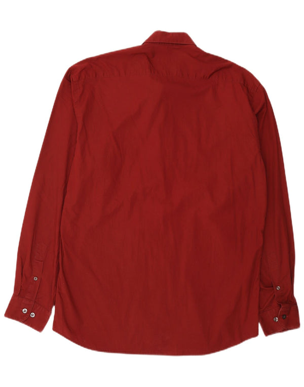 Мужская рубашка Massimo Dutti, размер 42, большая бордовая, хлопок