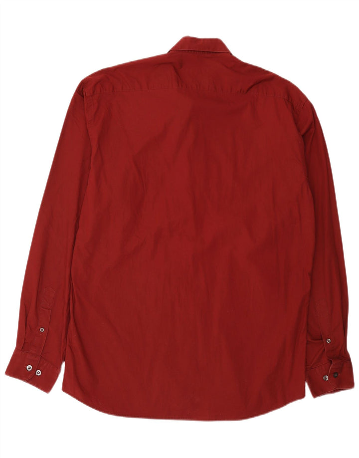 Мужская рубашка Massimo Dutti, размер 42, большая бордовая, хлопок