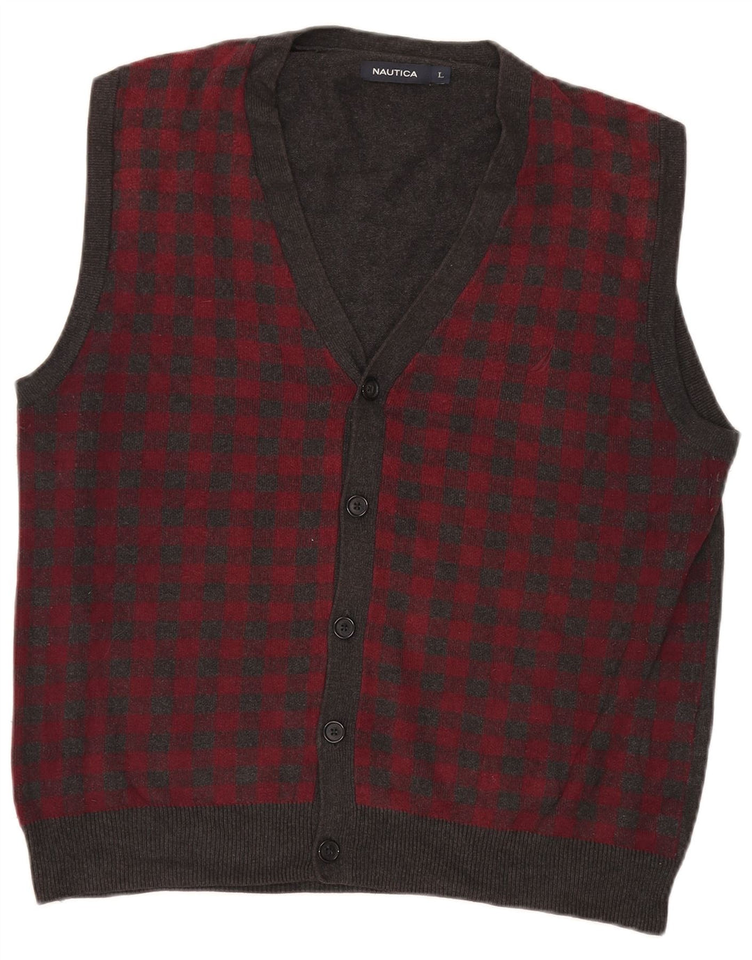 Мужской кардиган без рукавов Nautica, большой серый хлопок в мелкую клетку