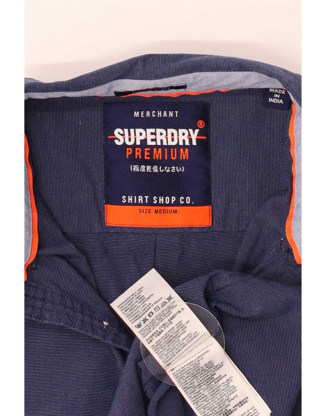 Мужская рубашка с коротким рукавом Superdry, хлопок среднего синего цвета