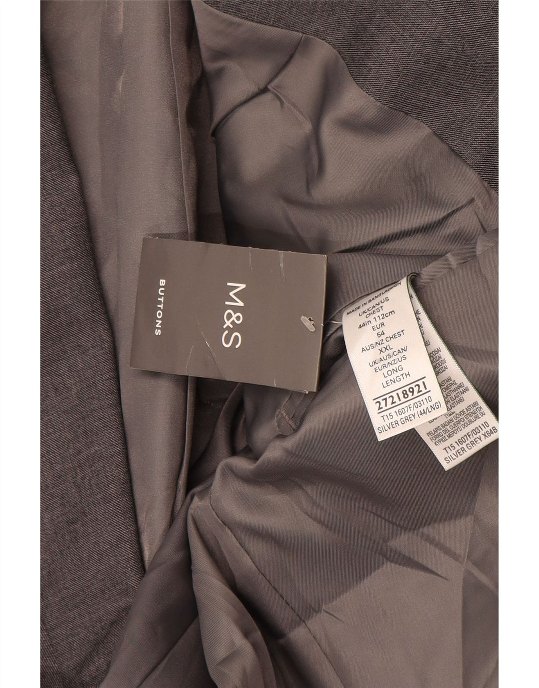 Мужской пиджак на двух пуговицах Marks & Spencer UK 44 XL, серый полиэстер