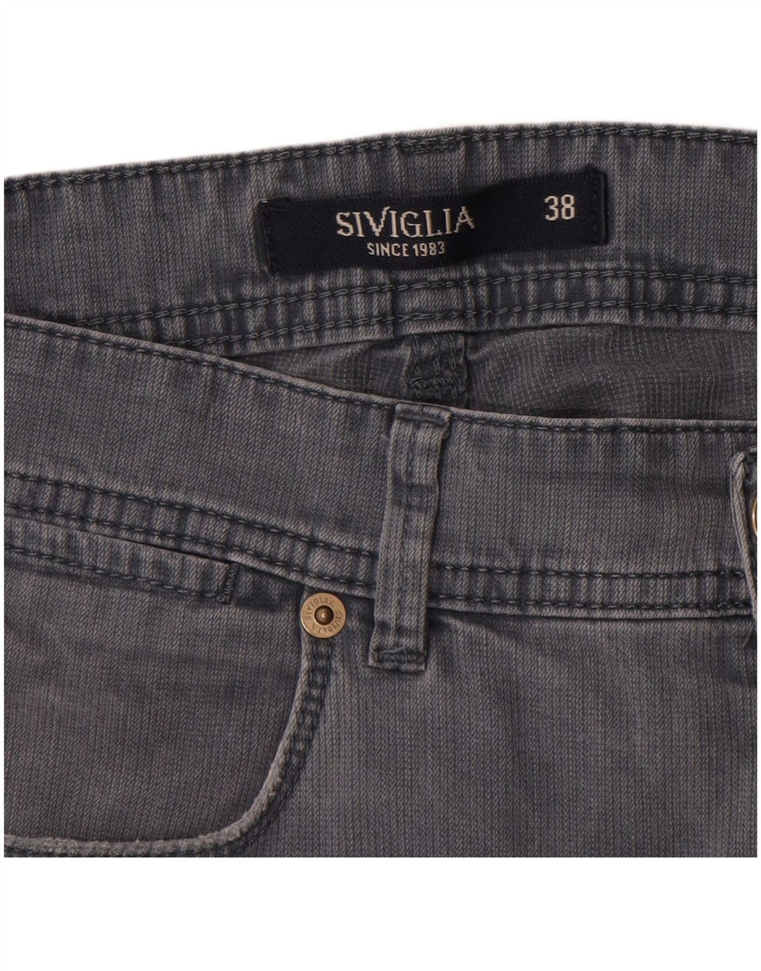 SIVIGLIA Мужские прямые повседневные брюки W38 L31 Серые хлопковые