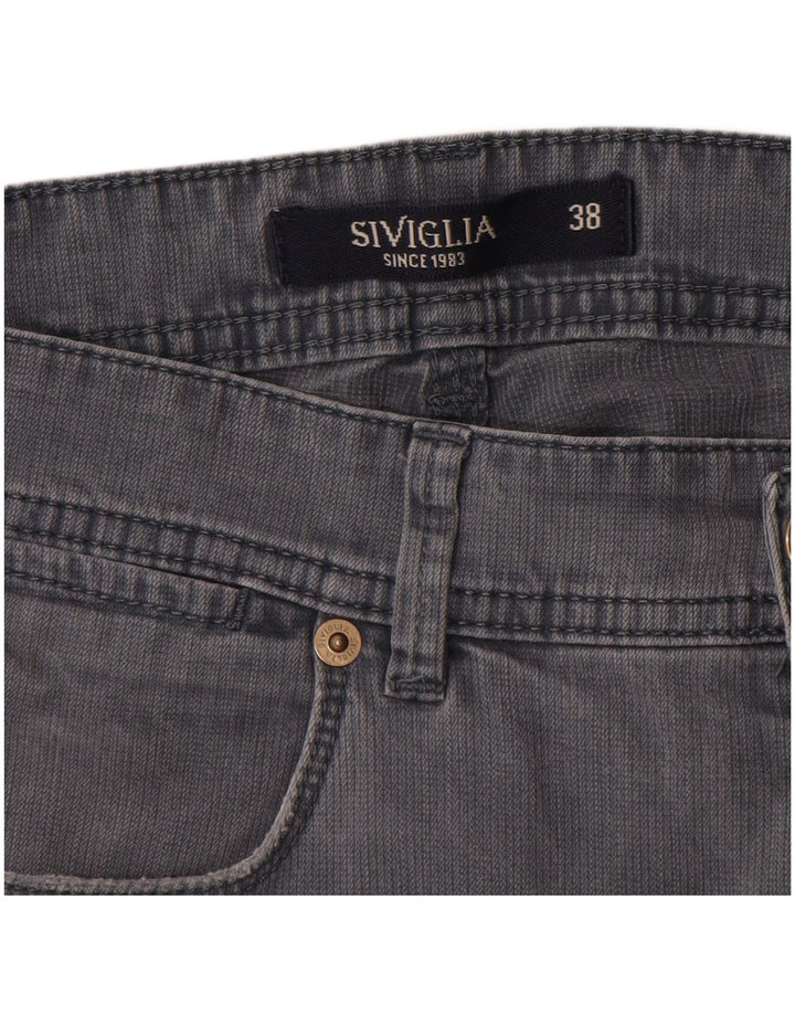 SIVIGLIA Мужские прямые повседневные брюки W38 L31 Серые хлопковые
