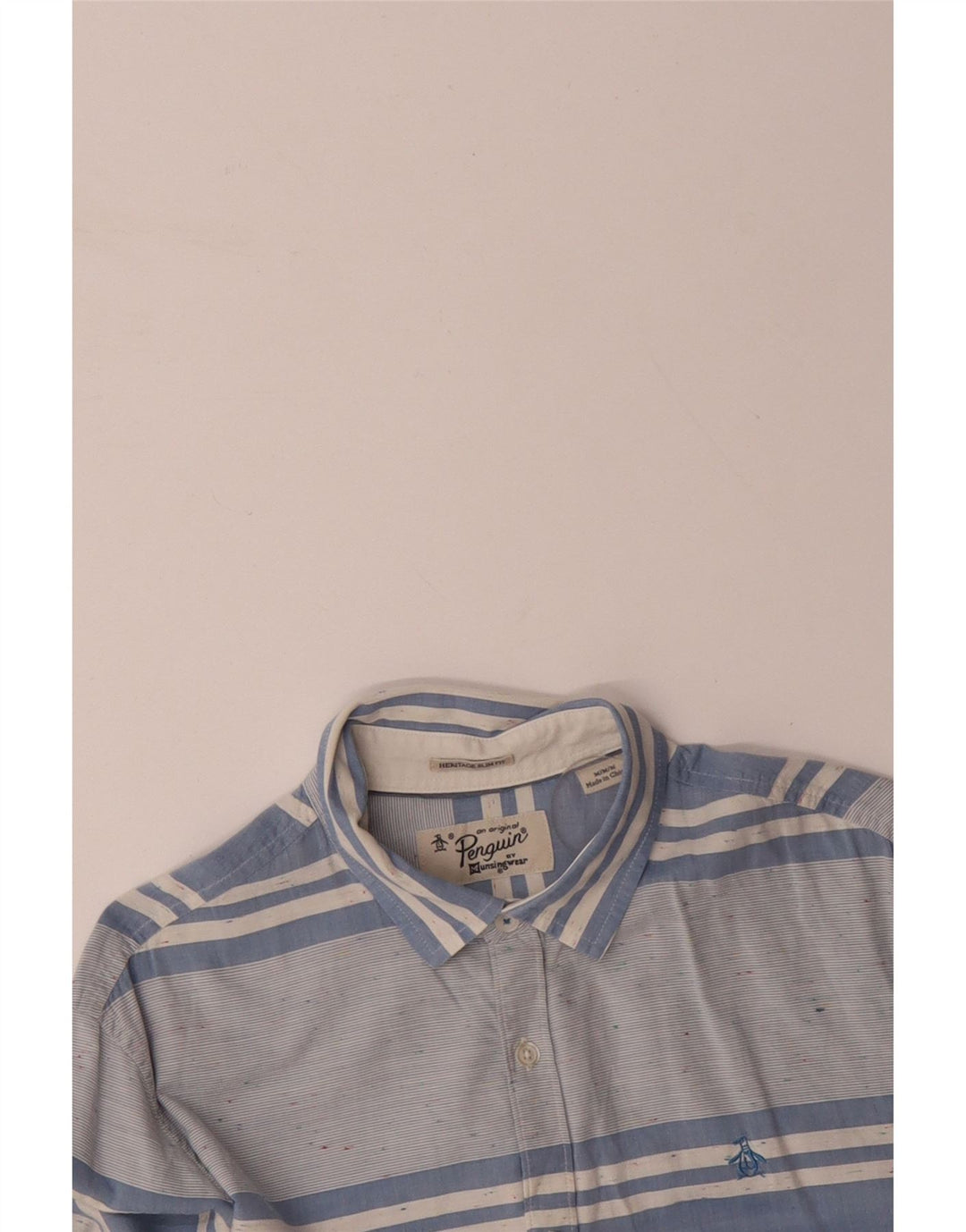 Мужская рубашка приталенного кроя PENGUIN, хлопковая полоска синего цвета