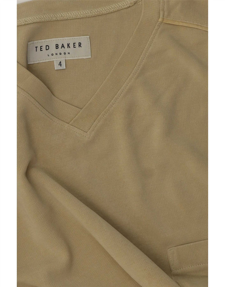 Мужская футболка Ted Baker, размер 4, большой, цвет хаки, хлопок