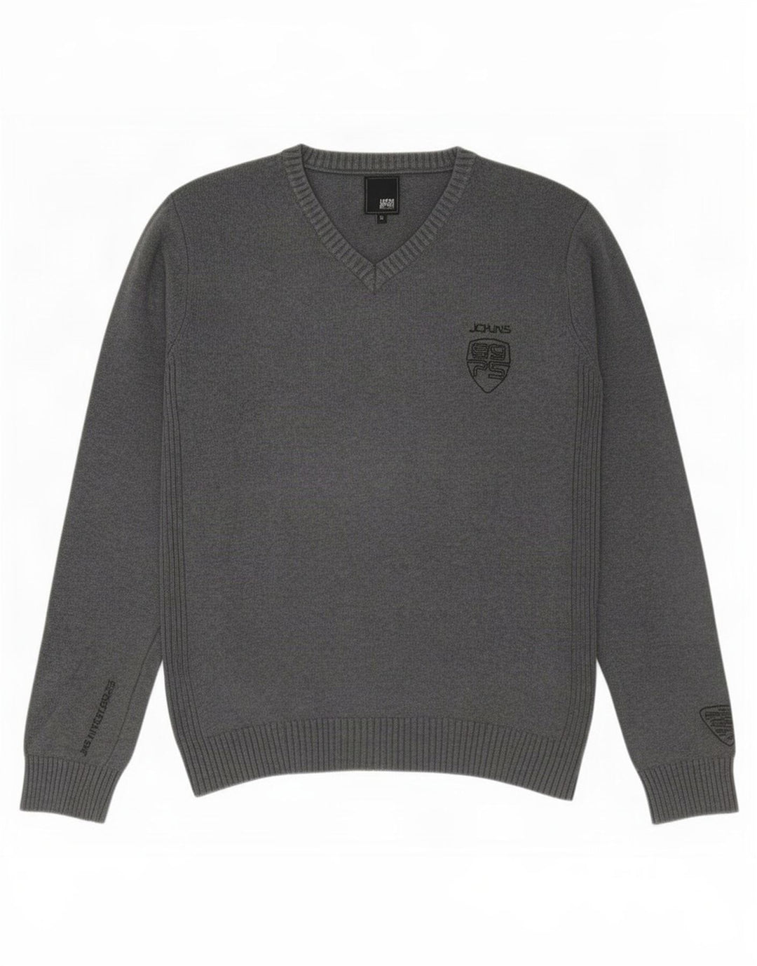 Мужской джемпер с v-образным вырезом Jack & Jones, средний серый хлопковый свитер