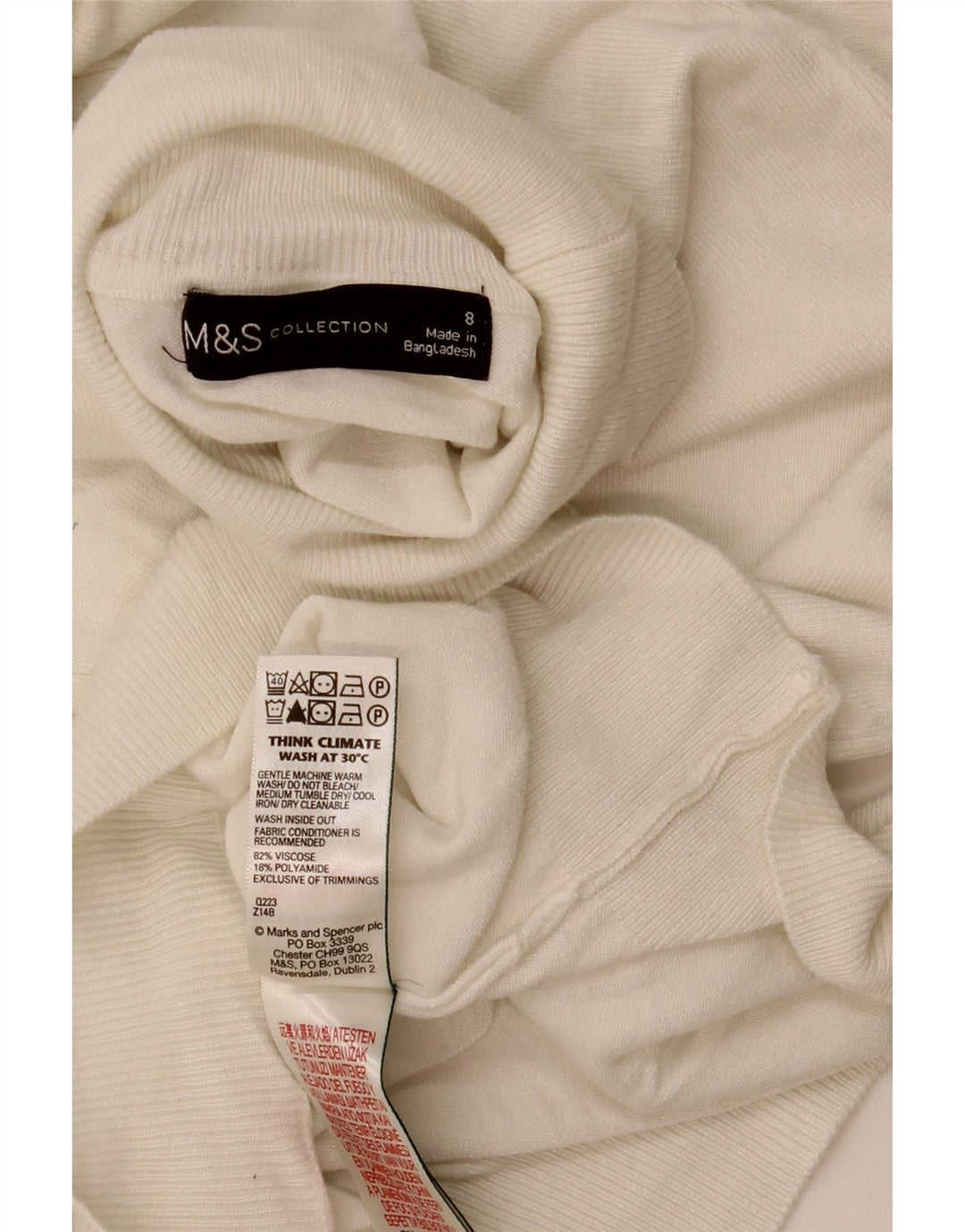 Женский джемпер с высоким воротником Marks & Spencer, Великобритания, 8, маленький белый