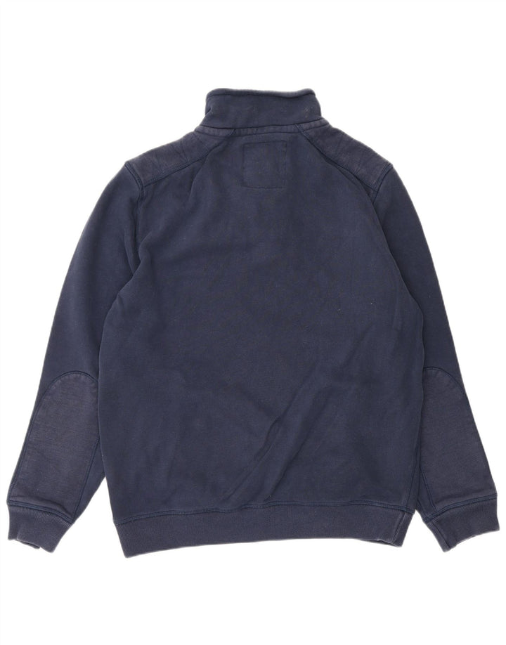 CREW CLOTHING Mens Button Neck Sweatshirt Jumper Medium Navy Blue Cotton