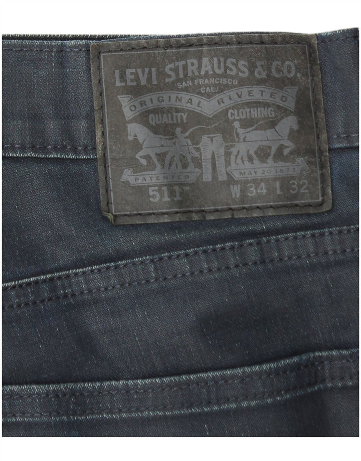 Мужские джинсы Levi's 511 Slim W34 L32 Темно-синие, хлопок