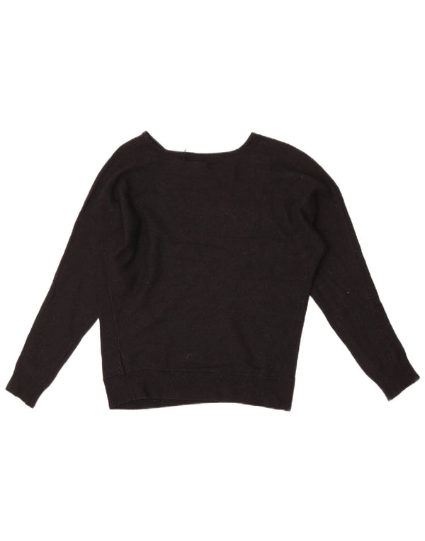 Женский укороченный джемпер свободного кроя Massimo Dutti с круглым вырезом, Великобритания 6 XS, черный