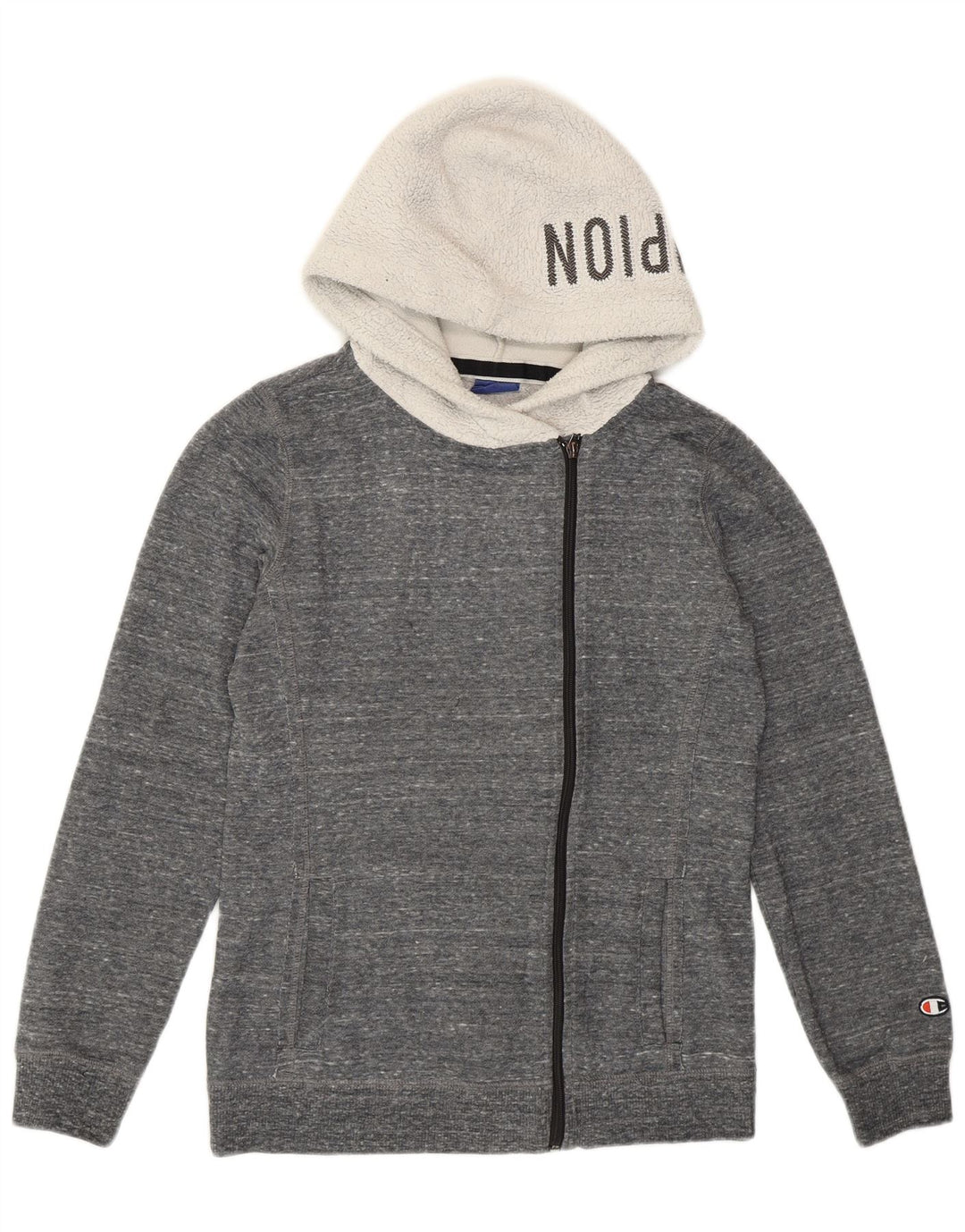 Женский свитер с капюшоном на молнии Champion UK 12, средний серый полиэстер с крапинками