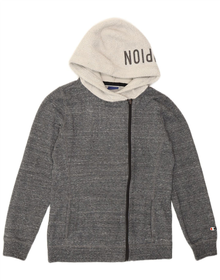 Женский свитер с капюшоном на молнии Champion UK 12, средний серый полиэстер с крапинками