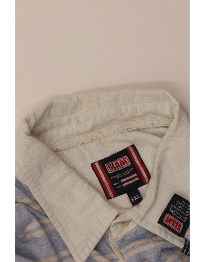 Мужская рубашка поло Slam с длинным рукавом 2XL, хлопковая синяя полоска