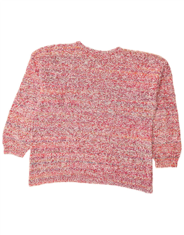 ВИНТАЖНЫЙ женский джемпер с вырезом «лодочка», Великобритания, 18 XL, розовый в крапинку