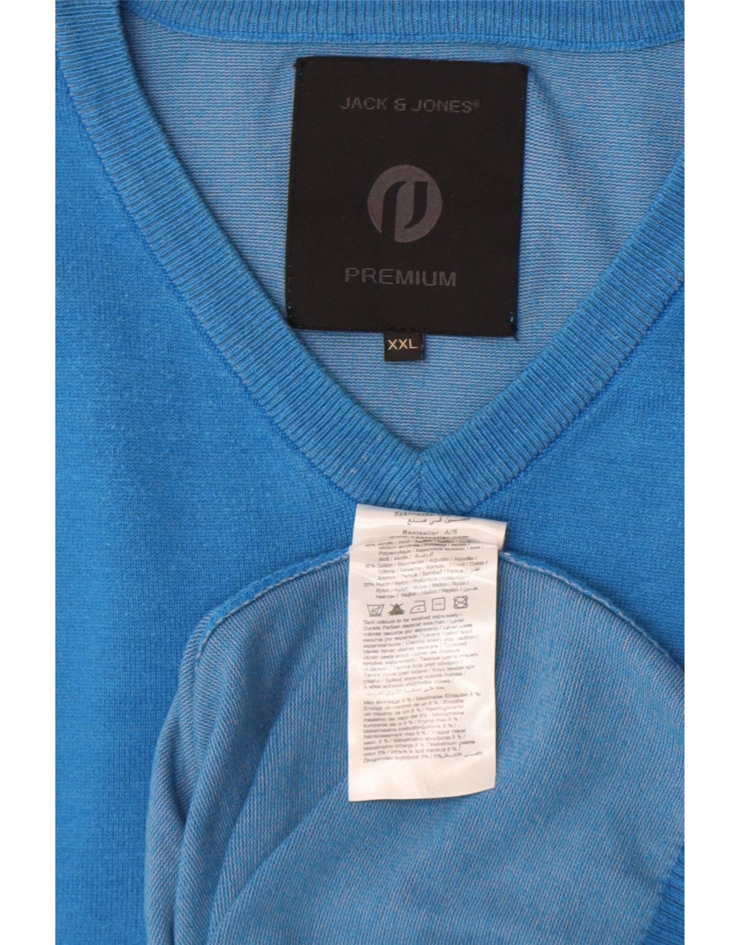 Мужской джемпер с v-образным вырезом Jack & Jones 2XL, синий акрил