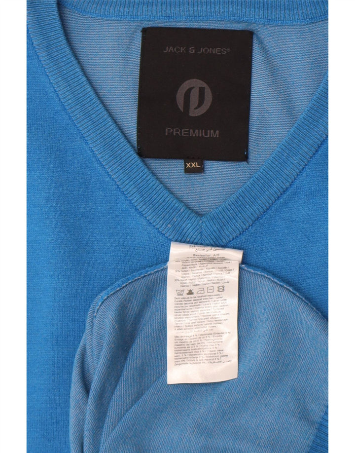 Мужской джемпер с v-образным вырезом Jack & Jones 2XL, синий акрил