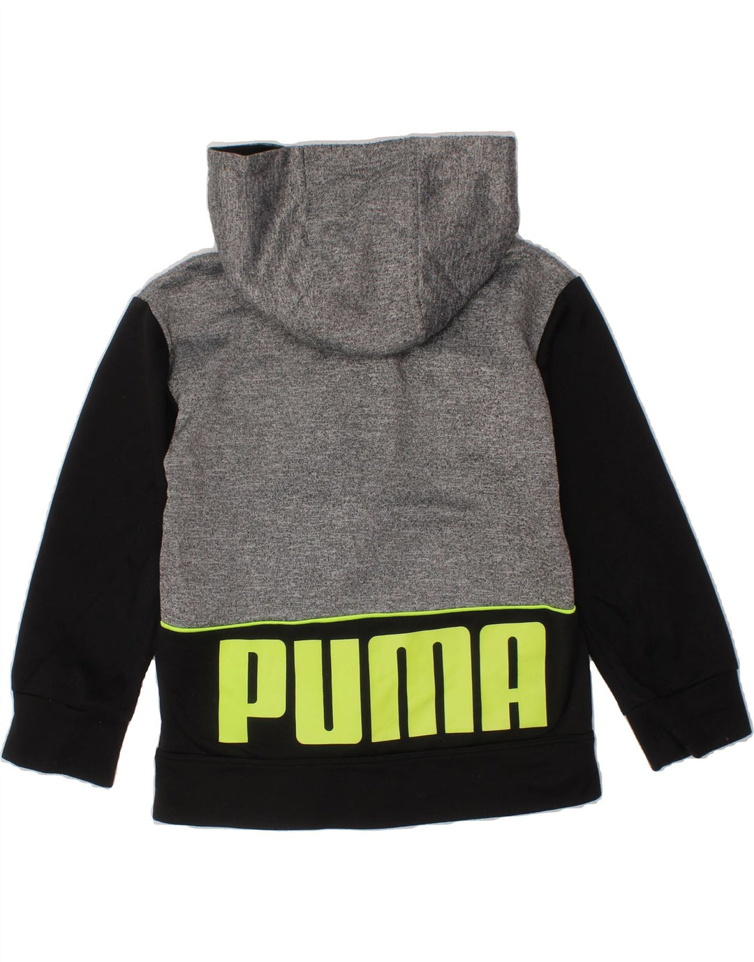 PUMA Boys Graphic Zip Hoodie Sweater 4-5 Years Black Colourblock Polyester Vintage Puma and Second-Hand Puma from Messina Hembry 