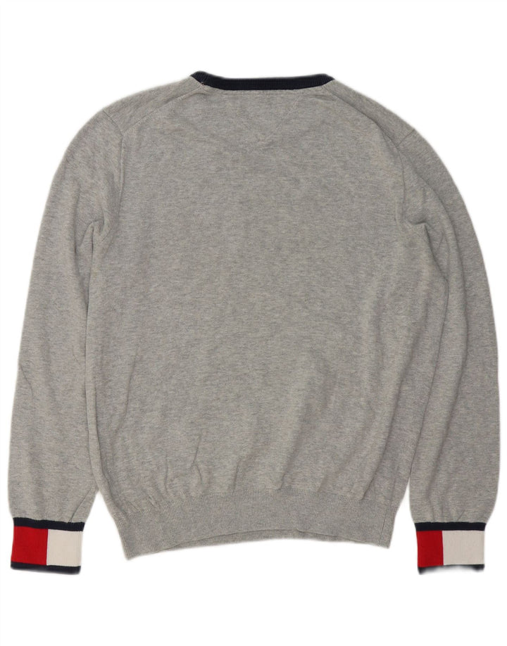 Мужской джемпер с круглым вырезом TOMMY HILFIGER, средний серый с цветными блоками