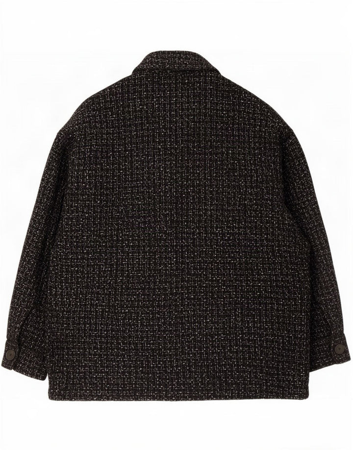 Женская оверсайз-куртка Zara UK 14, хлопковый средний черный в клетку
