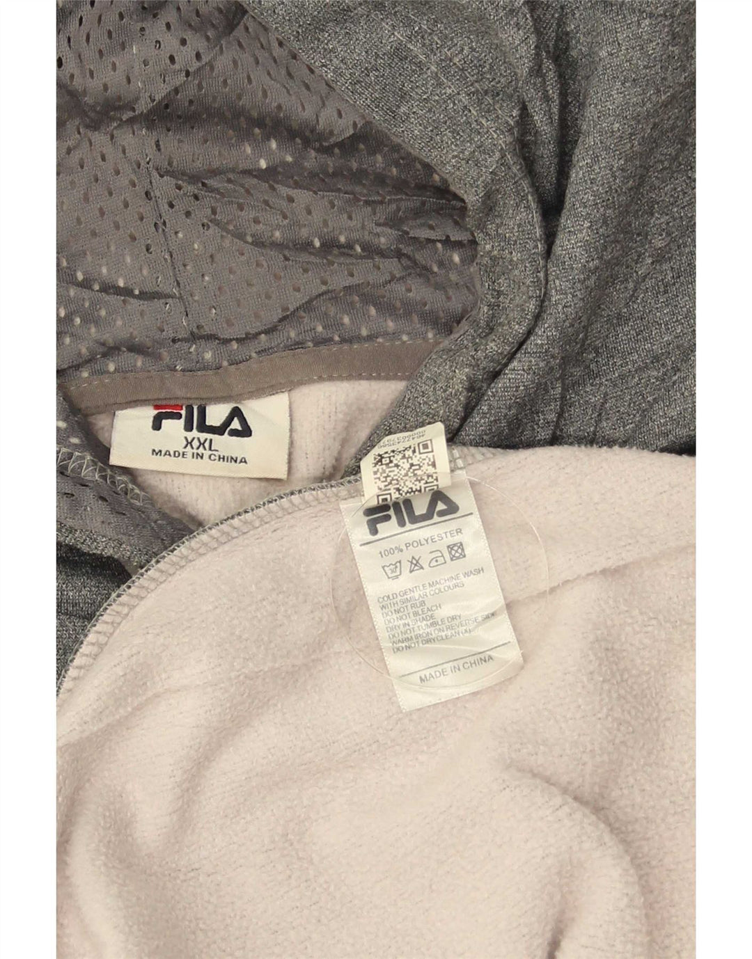 Мужской джемпер с капюшоном Fila с рисунком 2XL, серый полиэстер с цветными блоками