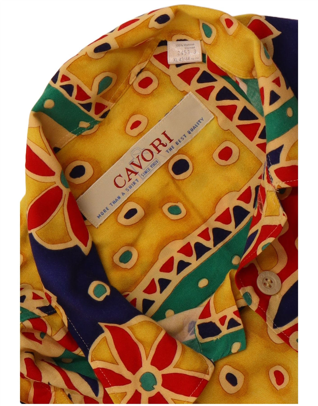Мужская рубашка Cavori с коротким рукавом, размер 43/44 XL, разноцветная в стиле пэчворк